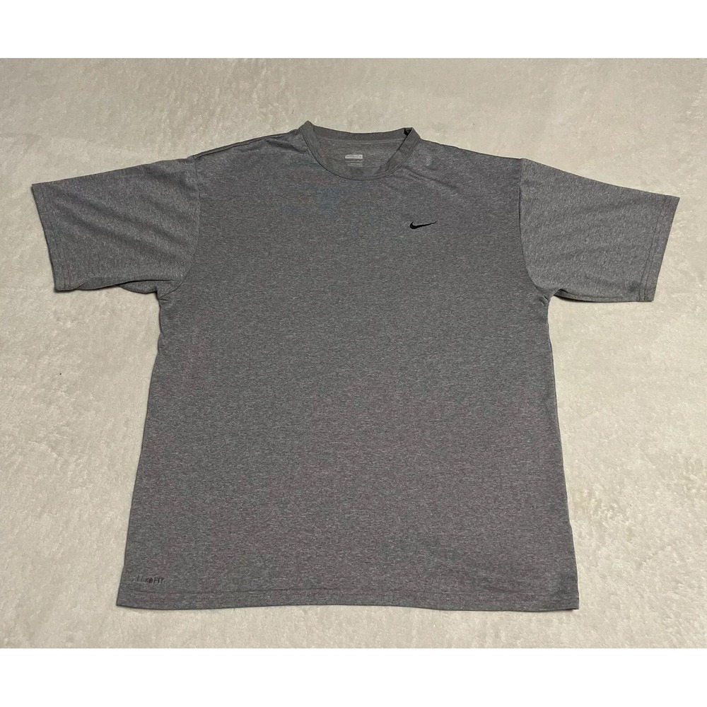 Vintage Nike T Shirt Mens Medium Gray Short Sleeve NikeFit Dry Athletic Tee